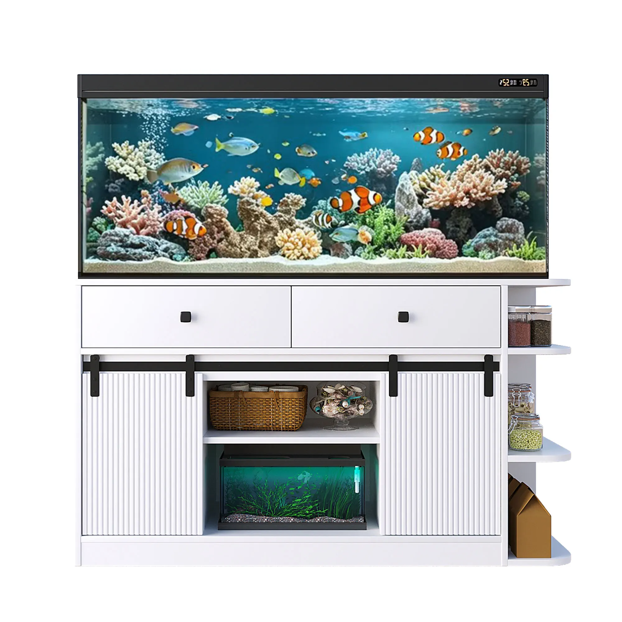 75 Gallon Aquarium Stand with LED Light Power Outlets 55-75 15