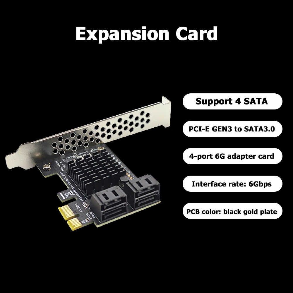 Ports SATA III PCIe Expansion Card 6Gbps 3.0 to 1X/4X 11