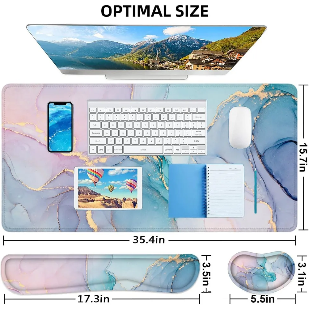Extended Mouse Pad with Wrist Rest and Desk Keyboard Mat 9