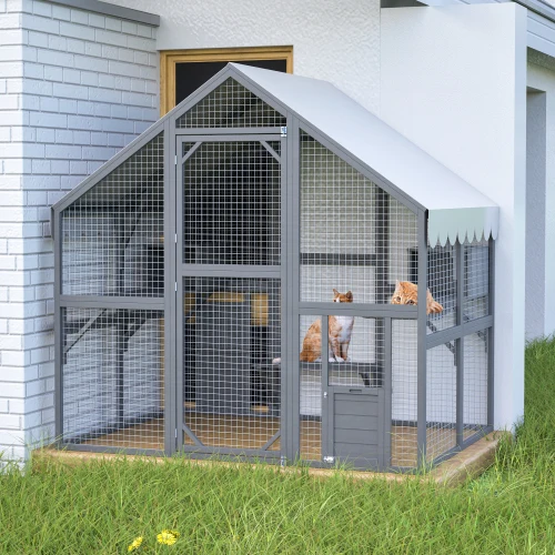28 Square Foot Luxurious Wooden Cat House Large Outdoor 9