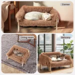 Large Cat Bed Soft Plush Sofa with Sturdy Wooden Legs 4 | PricZone