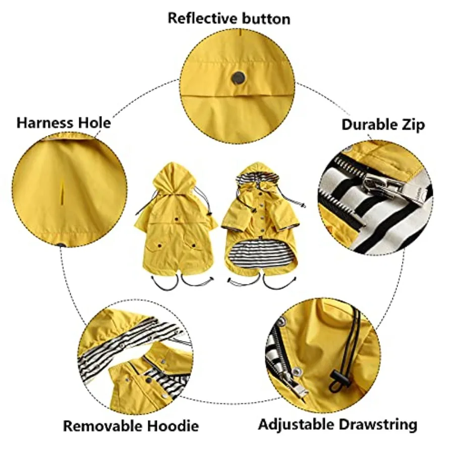Dog Raincoat with Reflective Buttons and Adjustable Hood 3 | PricZone Dog Raincoat with Reflective Buttons and Adjustable Hood 3 | PricZone