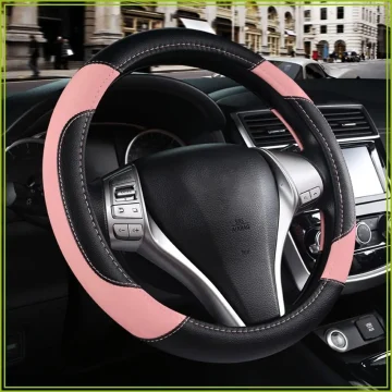 Non-Slip Leather Car Steering Wheel Cover Pink Universal 1