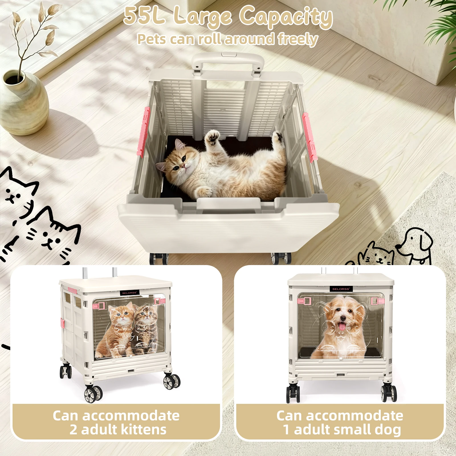 2In1 Foldable Shopping Cart Rolling Pet Carrier 55L 4 | PricZone 2 In 1 Foldable Shopping Cart Rolling Pet Carrier 55L 4 | PricZone