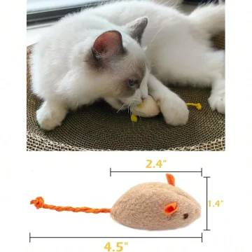 Pieces Imitation Fur Cat Mouse Rattle Toys 2