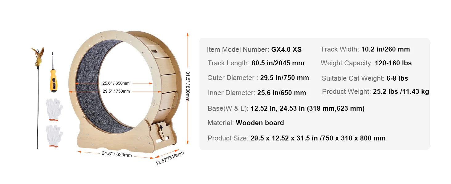 Wooden Cat Exercise Wheel Large Indoor Treadmill 26