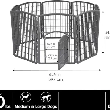 8-Panel Dog Playpen Pet Enclosure Dark Gray Containment 2