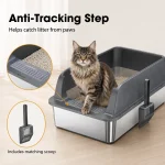 Stainless Steel Cat Litter Box High Wall Semi Enclosed Open 3 | PricZone