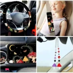17Pc Mushroom Car Seat Covers Set with Steering Wheel Cover 6 | PricZone