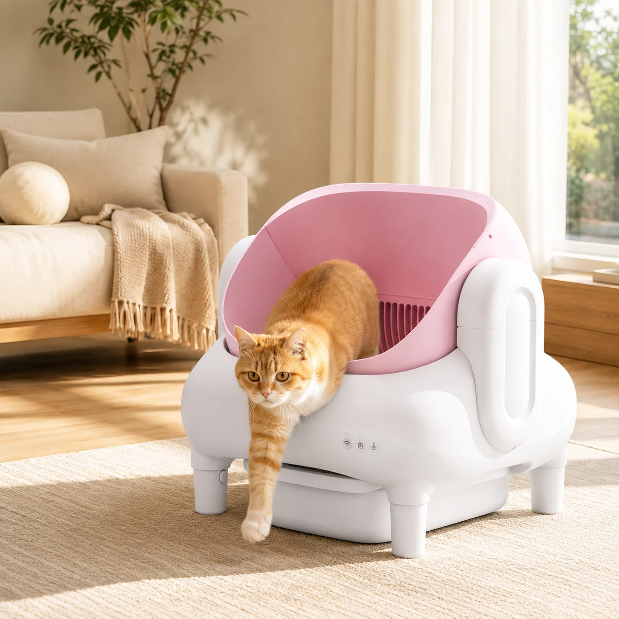 Cumrige Pink Cream Beige Smart SelfCleaning Cat Litter Box 1 | PricZone Cumrige Pink Cream Beige Smart SelfCleaning Cat Litter Box 1 | PricZone