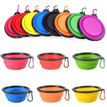 Folding Silicone Dog Feeder Bowl 2 In 1 Pet Dispenser 1