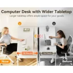 Two office desks side by side the left Now desk is wider 189 inches with a person at a computer the right Before desk is narrower 157 inches | PricZone