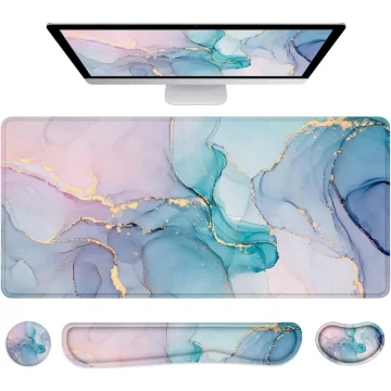 Extended Mouse Pad with Wrist Rest and Desk Keyboard Mat 1