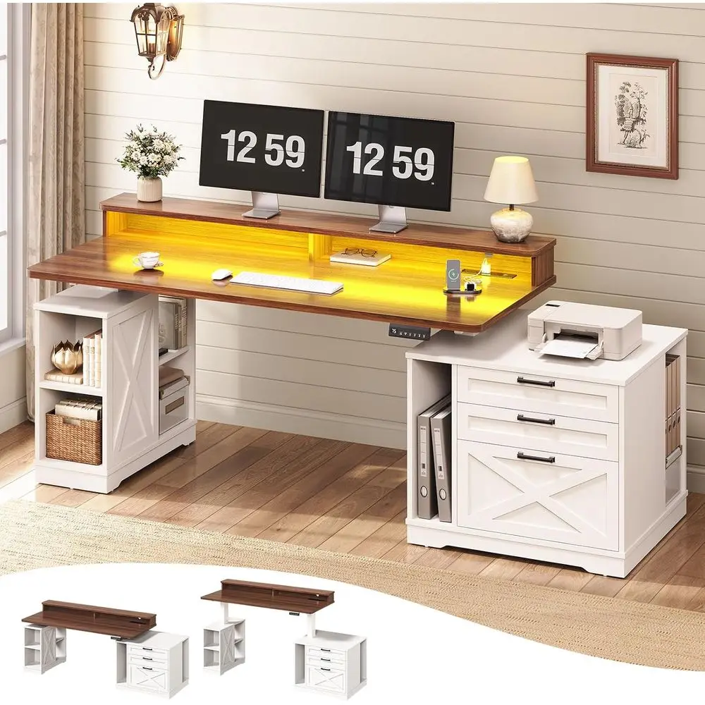 Adjustable Height Computer Desk with Storage and Drawers 1 | PricZone Adjustable Height Computer Desk with Storage and Drawers 1 | PricZone