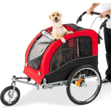 2 In 1 Dog Bike Trailer Pet Stroller Cycle Carrier WHitch 1 | PricZone
