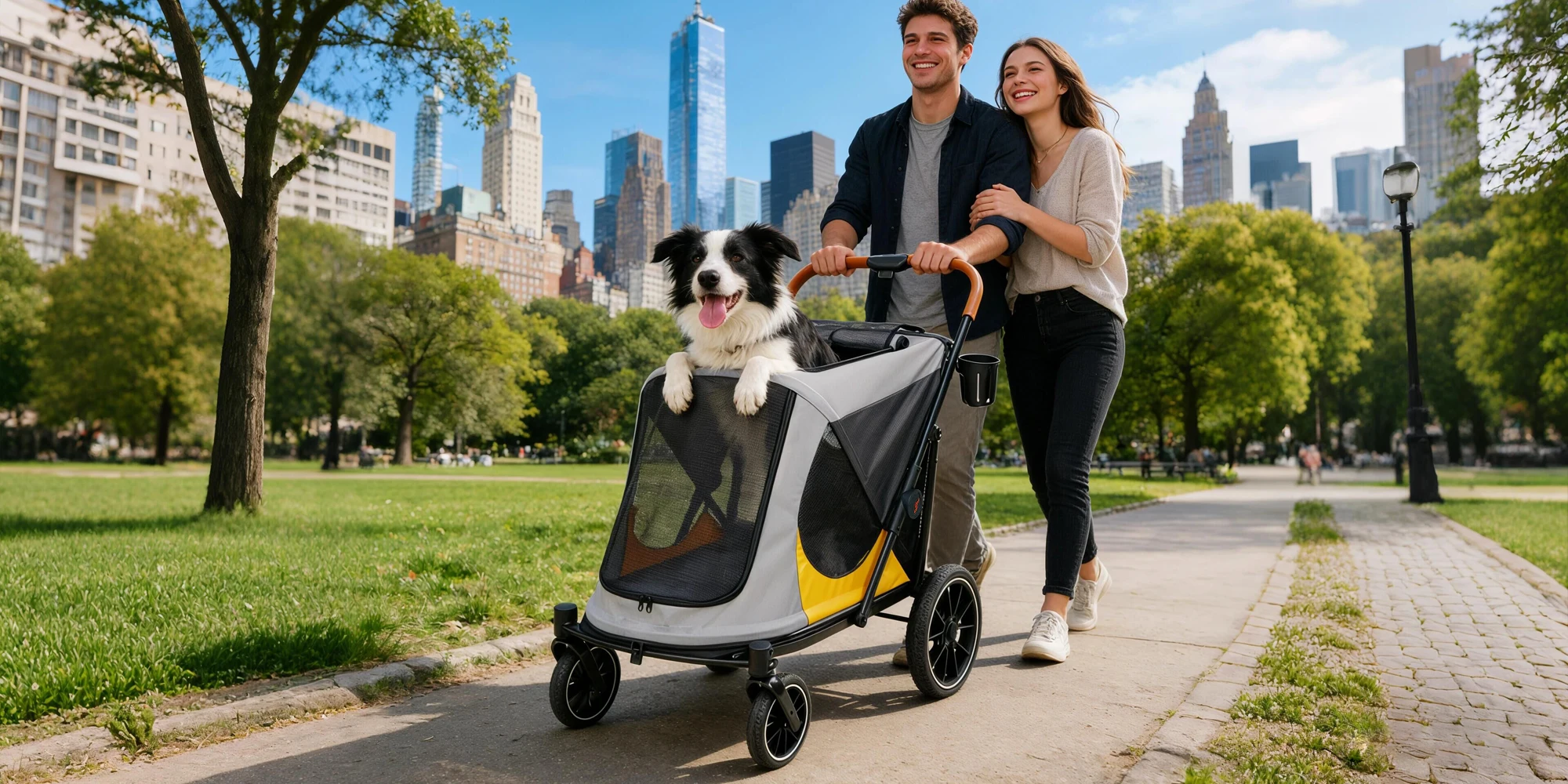 4-Wheel Dog Stroller for Large Dogs Up to 42 kg One-Click 8