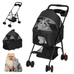 Foldable Pet Stroller 4 Wheel Dog and Cat with Removable 4 | PricZone