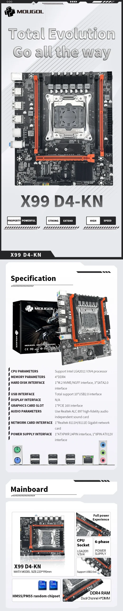 Mougol X99 Motherboard Kit with Intel Xeon E5 2680 V4 Ddr4 7