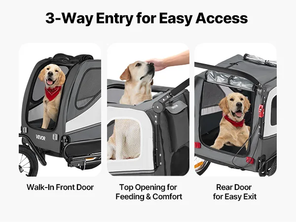 Succebuy 100 Lbs Dog Bike Trailer 2-In-1 Pet Stroller Cart 24