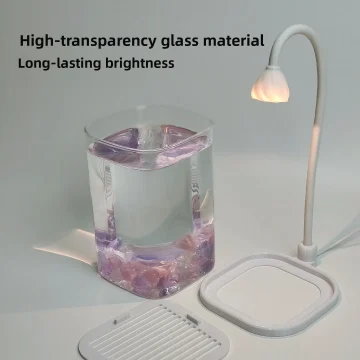Glass Aquarium Desktop Round Corner Square Tank with Cover 2