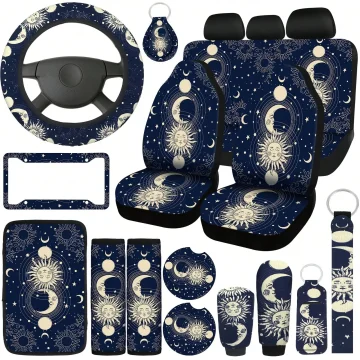 19Pcs Car Seat Covers Set with Moon Stars and Sun Designs 1