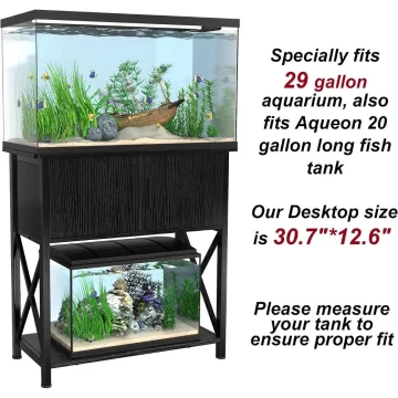 29 Gallon Metal Aquarium Stand with Cabinet Storage Or 20 2