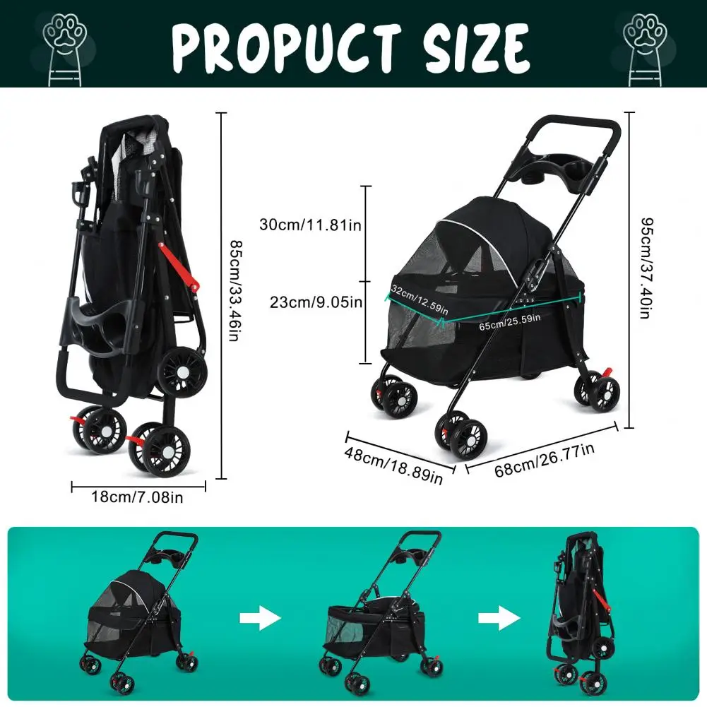 4Wheel Pet Stroller for Foldable Outdoor Travel Carrier 3 | PricZone 4 Wheel Pet Stroller for Foldable Outdoor Travel Carrier 3 | PricZone