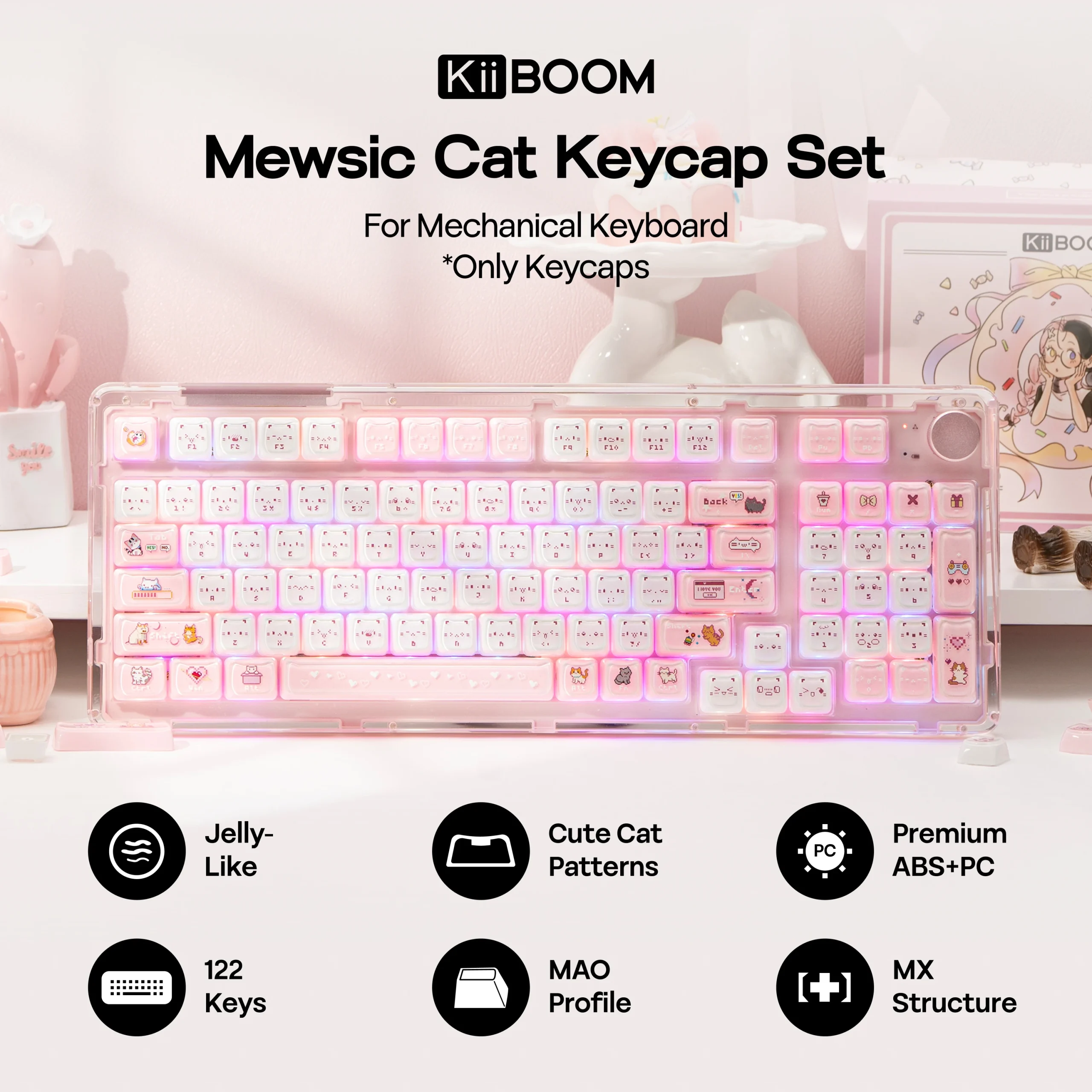 Kiiboom Mewsic Jelly Keycap Set 122 Mao Profile Abs+PC 2 | PricZone Kiiboom Mewsic Jelly Keycap Set 122 Mao Profile Abs+PC 2 | PricZone