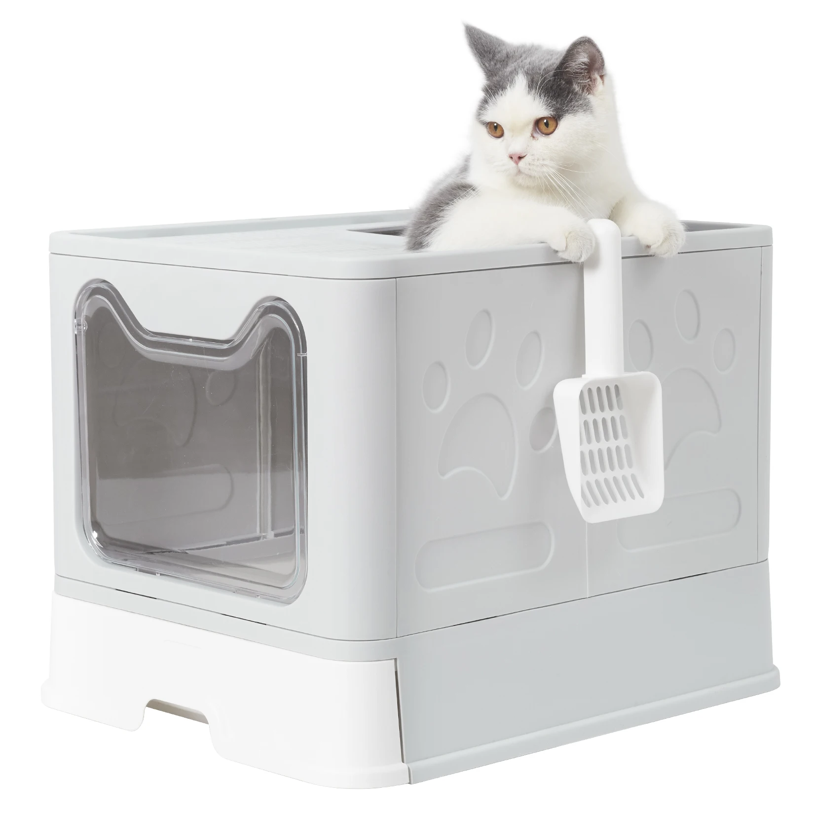 XXL Large Space Foldable Cat Litter Box with Front Entry 12
