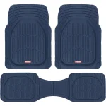 Waterproof TrimToFit Car Floor Mats for Cars and Trucks 1 | PricZone Blue rubber car floor mat set with two front mats and a connected rear mat featuring deep grooves to trap dirt and moisture | PricZone