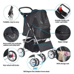 4Wheel Foldable Pet Dog Cat Jogger Stroller Travel Carrier 5 | PricZone 4 Wheel Foldable Pet Dog Cat Jogger Stroller Travel Carrier 5 | PricZone