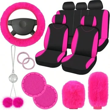 17Pcs Car Seat Cover Full Set for Women Universal Fit 1