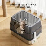 Extra Large Stainless Steel Litter Box with Lid High Sided 7 | PricZone