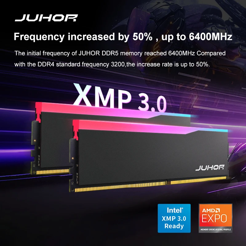 Juhor RGB Ddr5 16Gb Desktop Memory 5600-6400Mhz 10