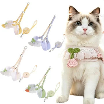 Random 2Pcs Cute Kitten and Leash Set Adjustable Breathable 1