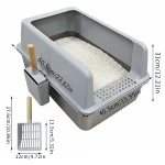 Large Stainless Steel Cat Litter Boxes with Scoop and Mat 4 | PricZone