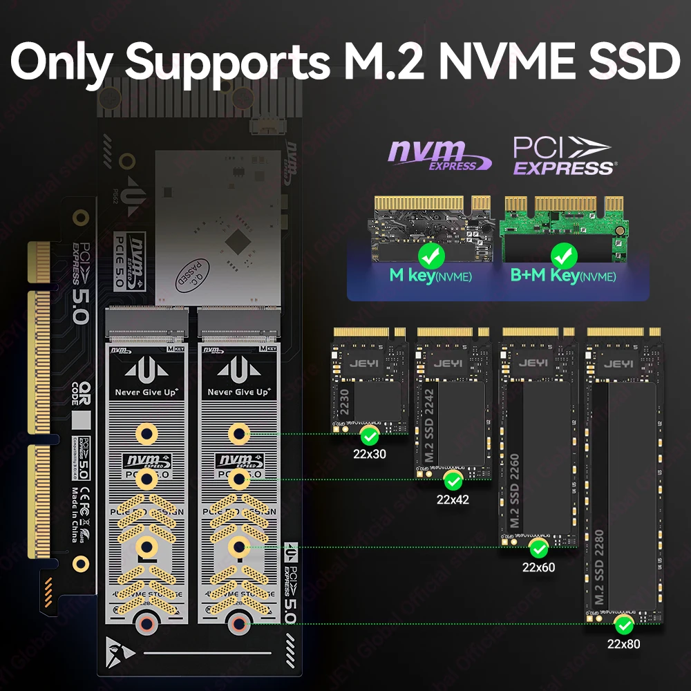 Jeyi 2Bay M2 NVMe PCIe 50 X16 Expansion Card 4 | PricZone Jeyi 2 Bay M2 NVMe PCIe 50 X16 Expansion Card 4 | PricZone