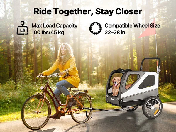 Succebuy 100 Lbs Dog Bike Trailer 2-In-1 Pet Stroller Cart 19