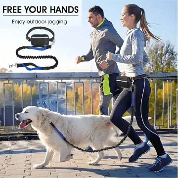 Hands Free Dog Leash with Waist Belt Large Zipper Pouch 1 | PricZone