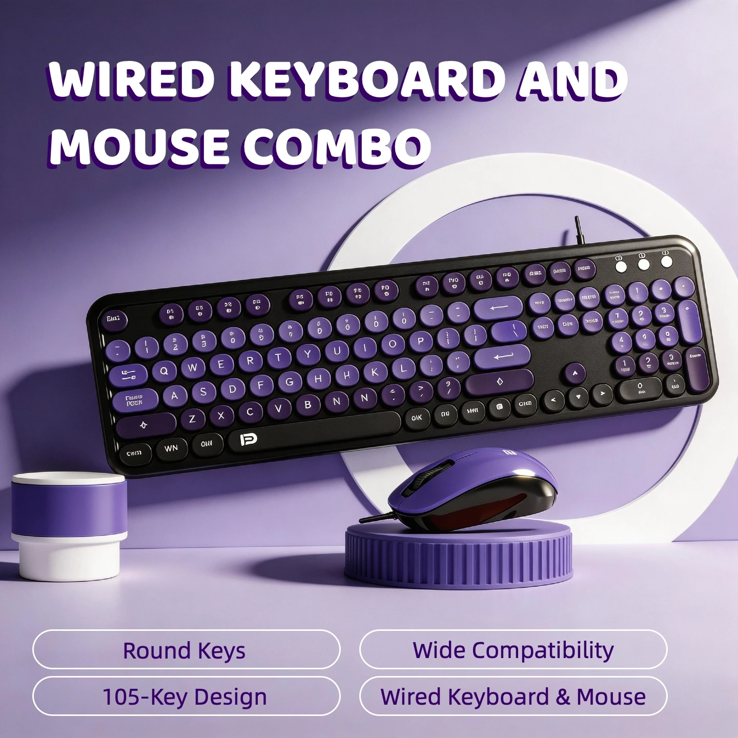 Cute Retro Round Aesthetic Typewriter Keyboard Mouse Set 2 | PricZone Cute Retro Round Aesthetic Typewriter Keyboard Mouse Set 2 | PricZone