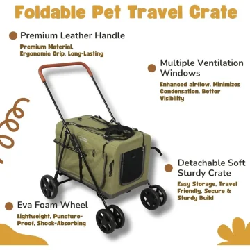 Pet Stroller Oldable Travel Crate for Small and Medium Dog 2