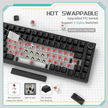 Ajazz Ak820 Wired Mechanical Keyboard with Rotary Volume 2