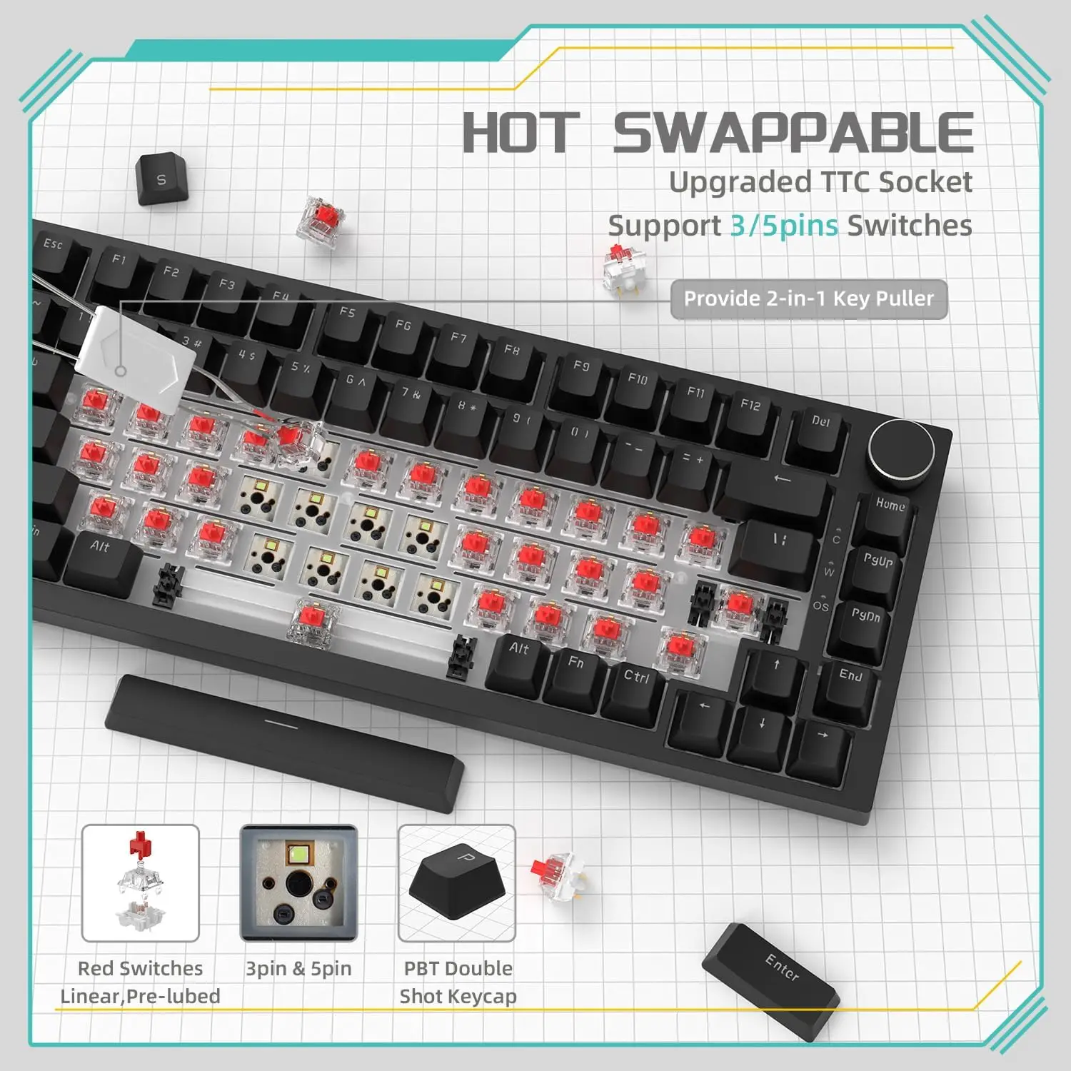 Ajazz Ak820 Wired Mechanical Keyboard with Rotary Volume 2 | PricZone Ajazz Ak820 Wired Mechanical Keyboard with Rotary Volume 2 | PricZone