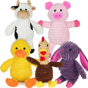 5 Pack Dog Toys Plush Squeaky Assortment Value Bundle product image