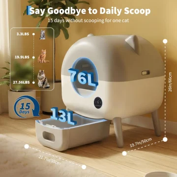 Automatic Self-Cleaning Cat Litter Box 76L Smart App 2