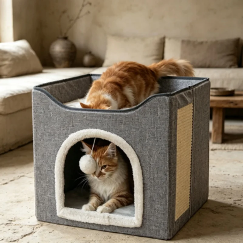 Large Foldable Cat House Pet Supplies Winter Warm Easy 6 | PricZone Large Foldable Cat House Pet Supplies Winter Warm Easy 6 | PricZone