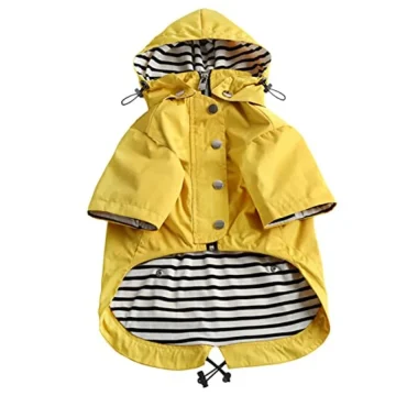 Dog Raincoat with Reflective Buttons and Adjustable Hood 1