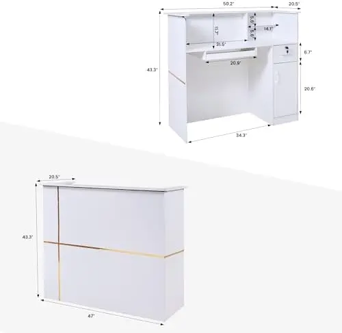 Modern Reception Desk with Lockable Drawer and LED 2 | PricZone Modern Reception Desk with Lockable Drawer and LED 2 | PricZone