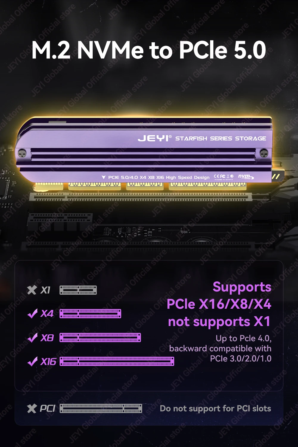 Jeyi M.2 NVMe to PCIe 5.0 Expansion Card 13