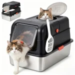 Dog Proof Litter Box Large Stainless Steel Cat with Lid XL 2 | PricZone